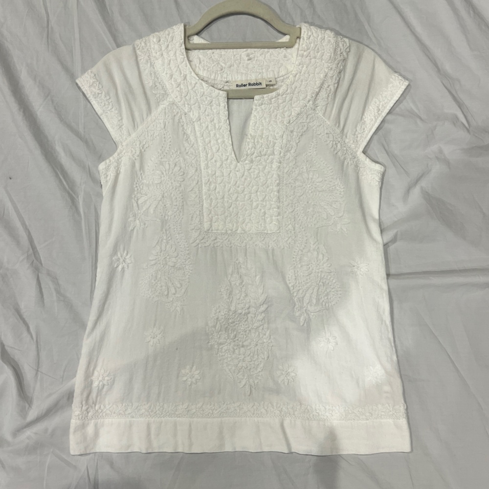 Roller Rabbit Cream Textured Top